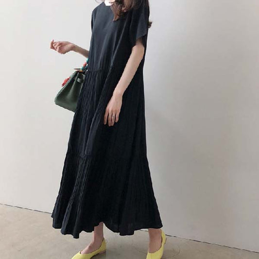 シフォン半袖マキシワンピース