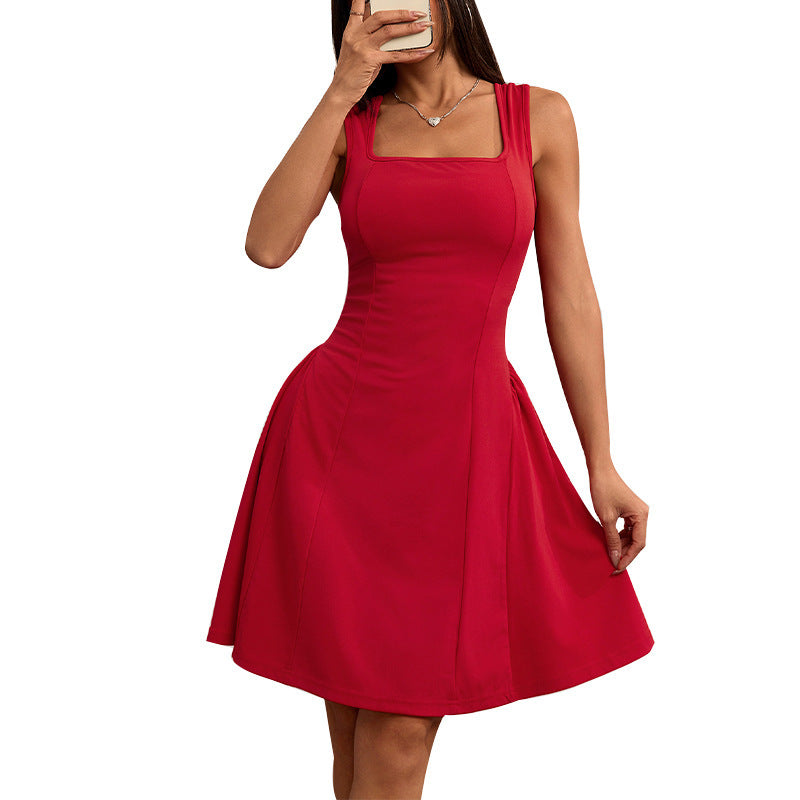 Slim Fit Dress Backless Sleeveless Vest Suspender Skirt