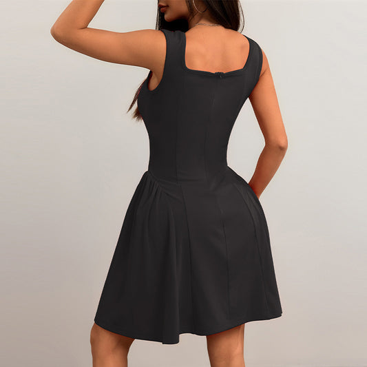 Slim Fit Dress Backless Sleeveless Vest Suspender Skirt